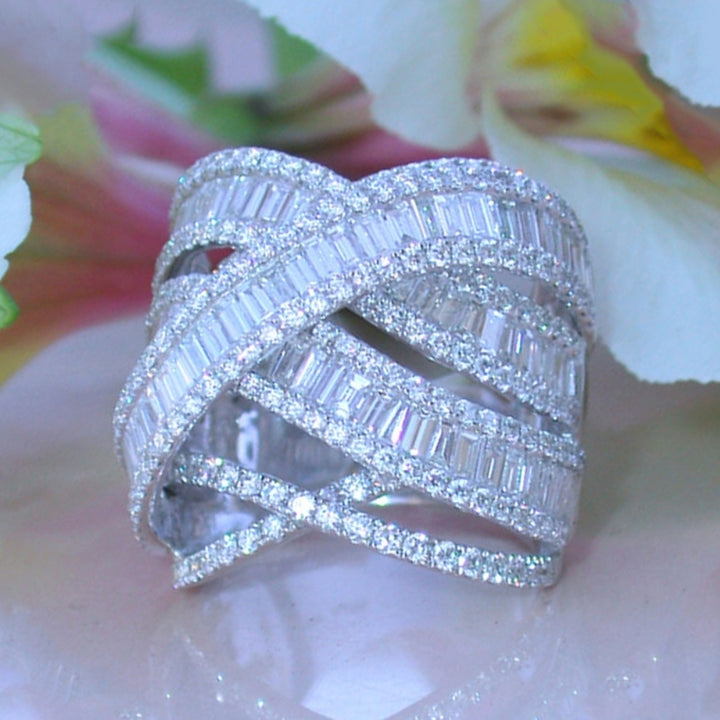 Gorgeous Women Multi-layer Hollow Rhinestone Ring Wedding Bridal Party Jewelry Image 3