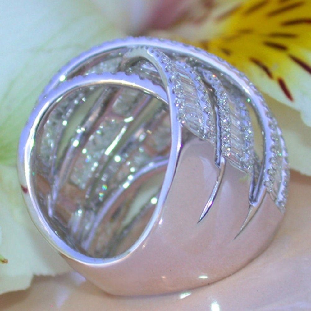 Gorgeous Women Multi-layer Hollow Rhinestone Ring Wedding Bridal Party Jewelry Image 7