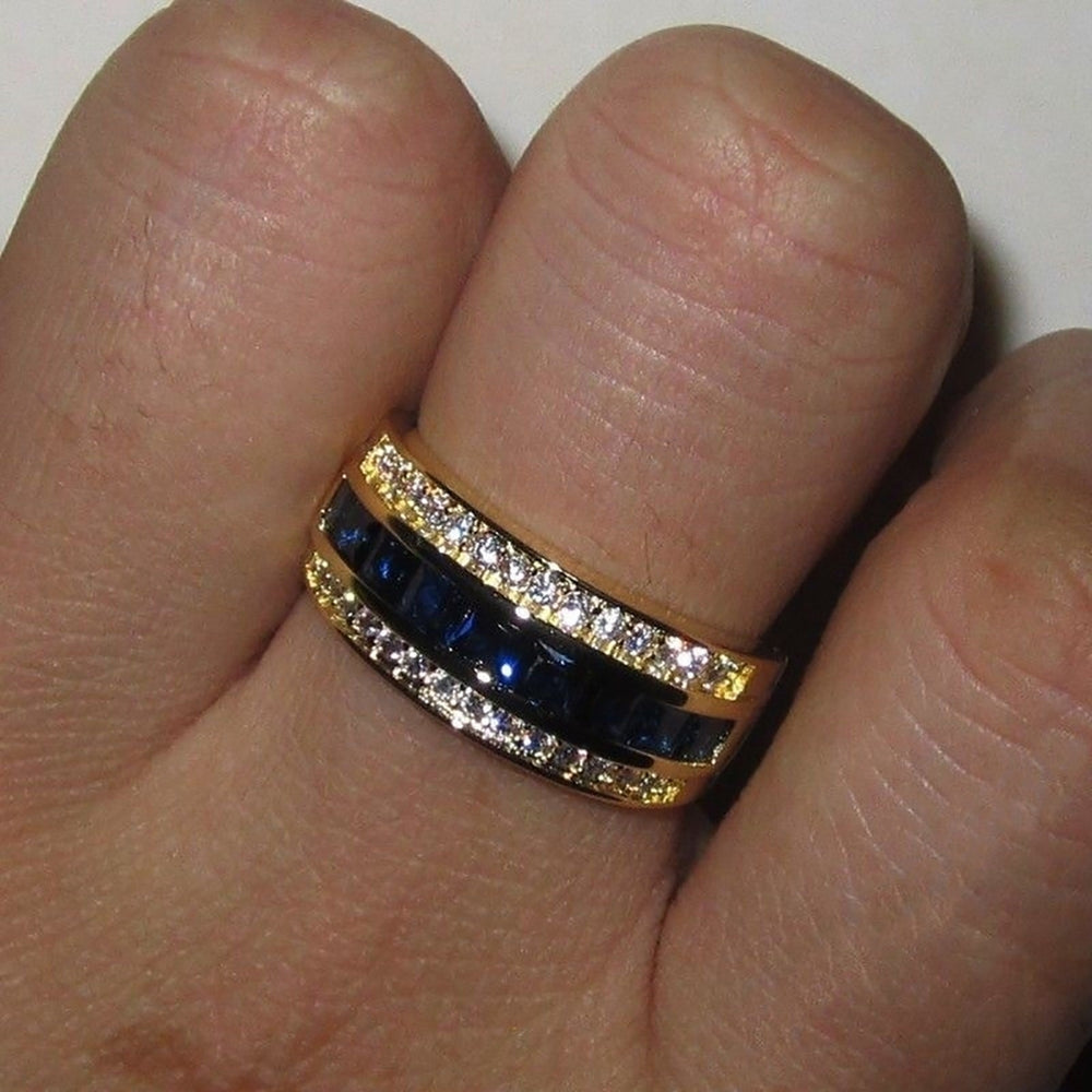 Fashion Unisex Shiny Rhinestone Inlaid Bridal Engagement Finger Ring Jewelry Image 2