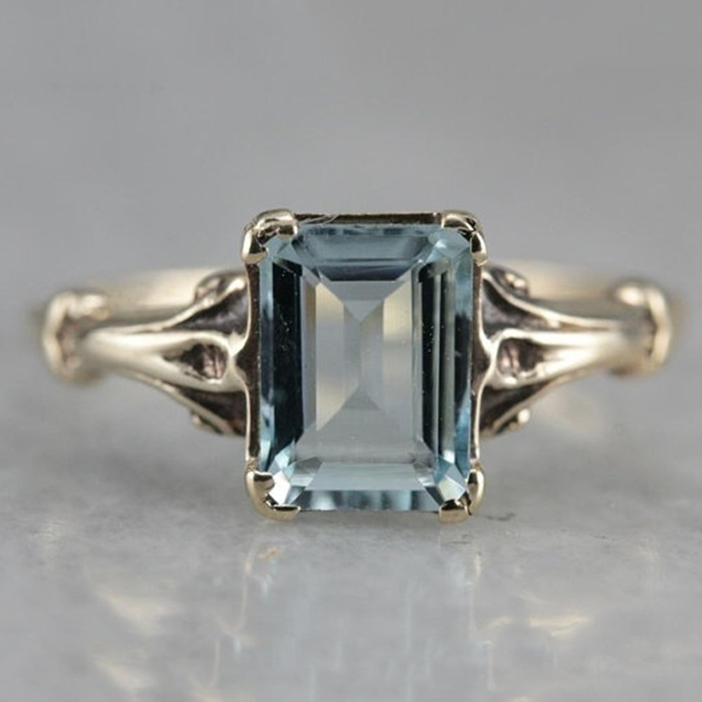 Elegant Women Faux Square Topaz Ring Bride Wedding Engagement Party Jewelry Gift Image 3