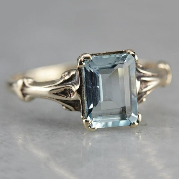 Elegant Women Faux Square Topaz Ring Bride Wedding Engagement Party Jewelry Gift Image 4