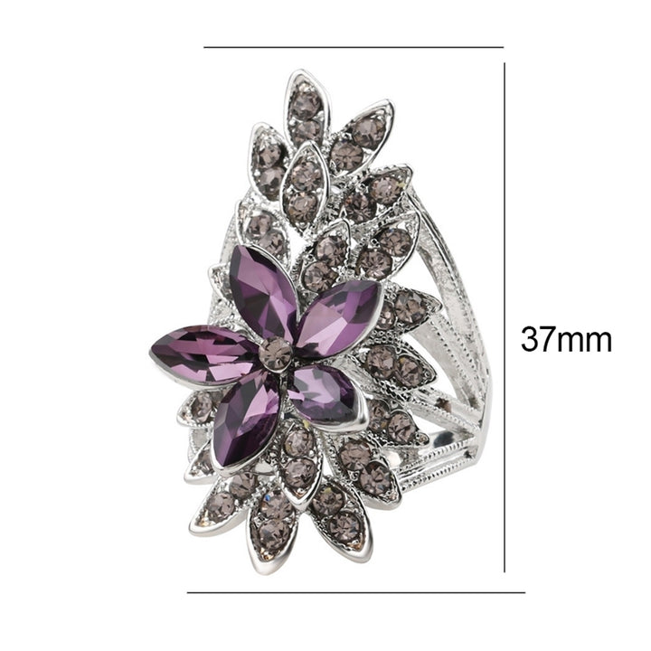 Dazzling Hollow Flower Cubic Zirconia Inlaid Finger Ring Women Jewelry Gift Image 6