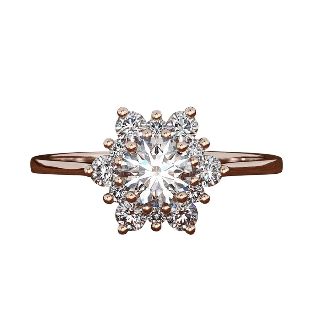 Fashion Women Snowflake Flower Cubic Zirconia Plated Propose Finger Ring Jewelry Image 2