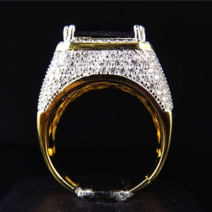 Fashion Men Women Big Rectangular Cubic Zirconia Plated Finger Ring Jewelry Image 7