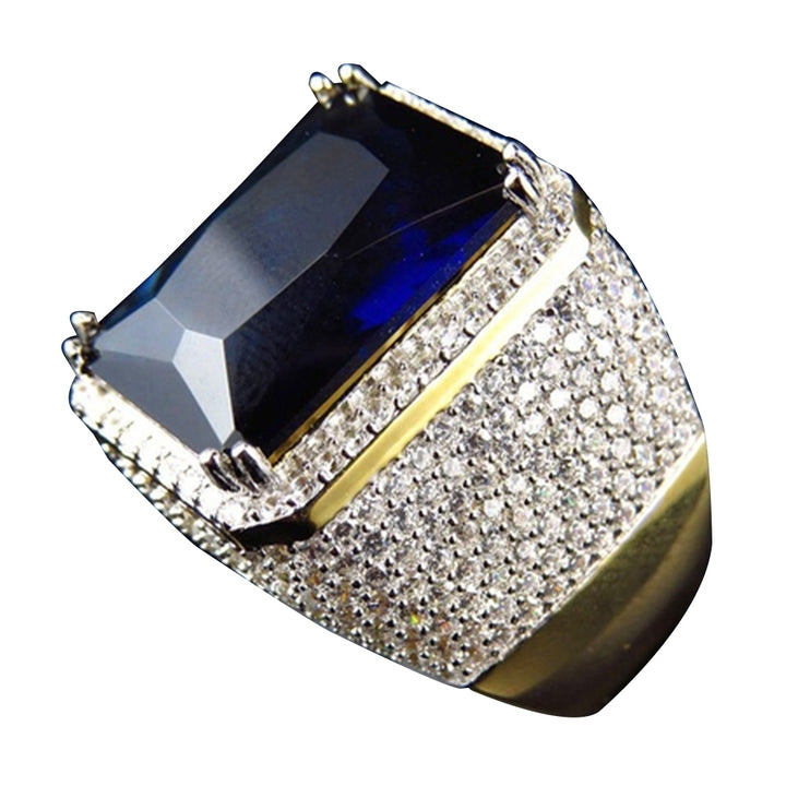 Fashion Men Women Big Rectangular Cubic Zirconia Plated Finger Ring Jewelry Image 9