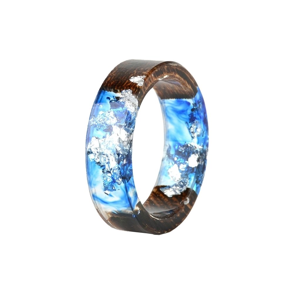 Fashion Women Handmade Wood Resin Flower Plants Finger Ring Jewelry Decor Gift Image 11