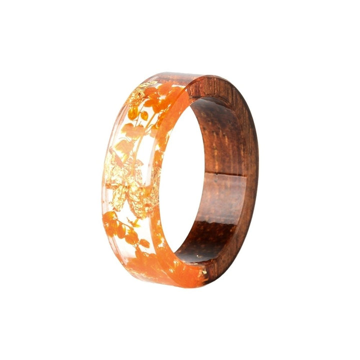 Fashion Women Handmade Wood Resin Flower Plants Finger Ring Jewelry Decor Gift Image 12