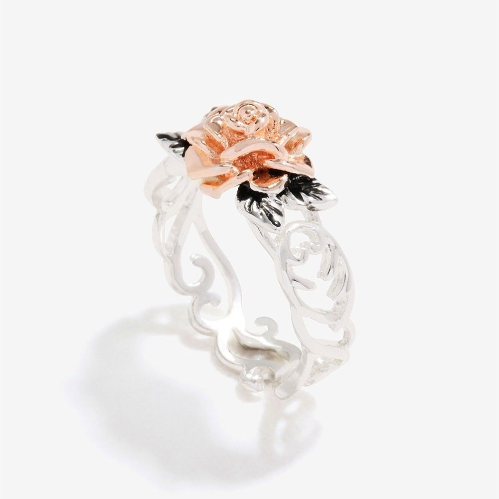 Retro Women Rose Flower Openwork Carved Finger Ring Party Jewelry Birthday Gift Image 8