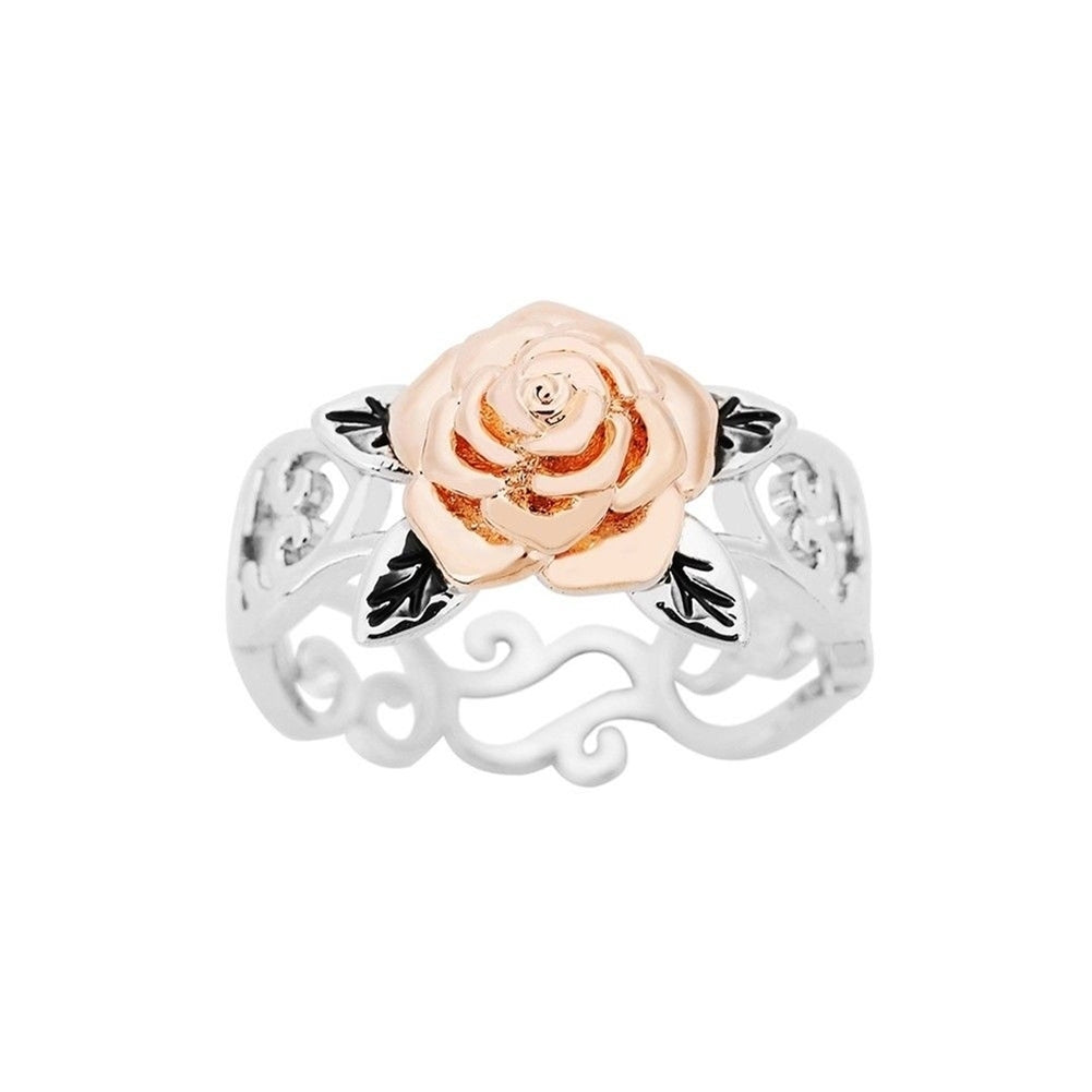 Retro Women Rose Flower Openwork Carved Finger Ring Party Jewelry Birthday Gift Image 10