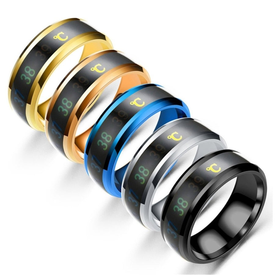 Emotion Mood Intelligent Temperature Sensitive Color Change Titanium Steel Ring Image 1