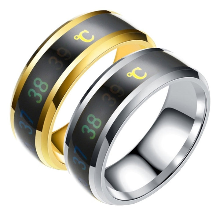 Emotion Mood Intelligent Temperature Sensitive Color Change Titanium Steel Ring Image 3