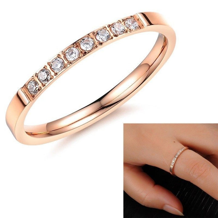 Bling Single Row Rhinestone Fashion Women Finger Ring Wedding Engagement Jewelry Image 4