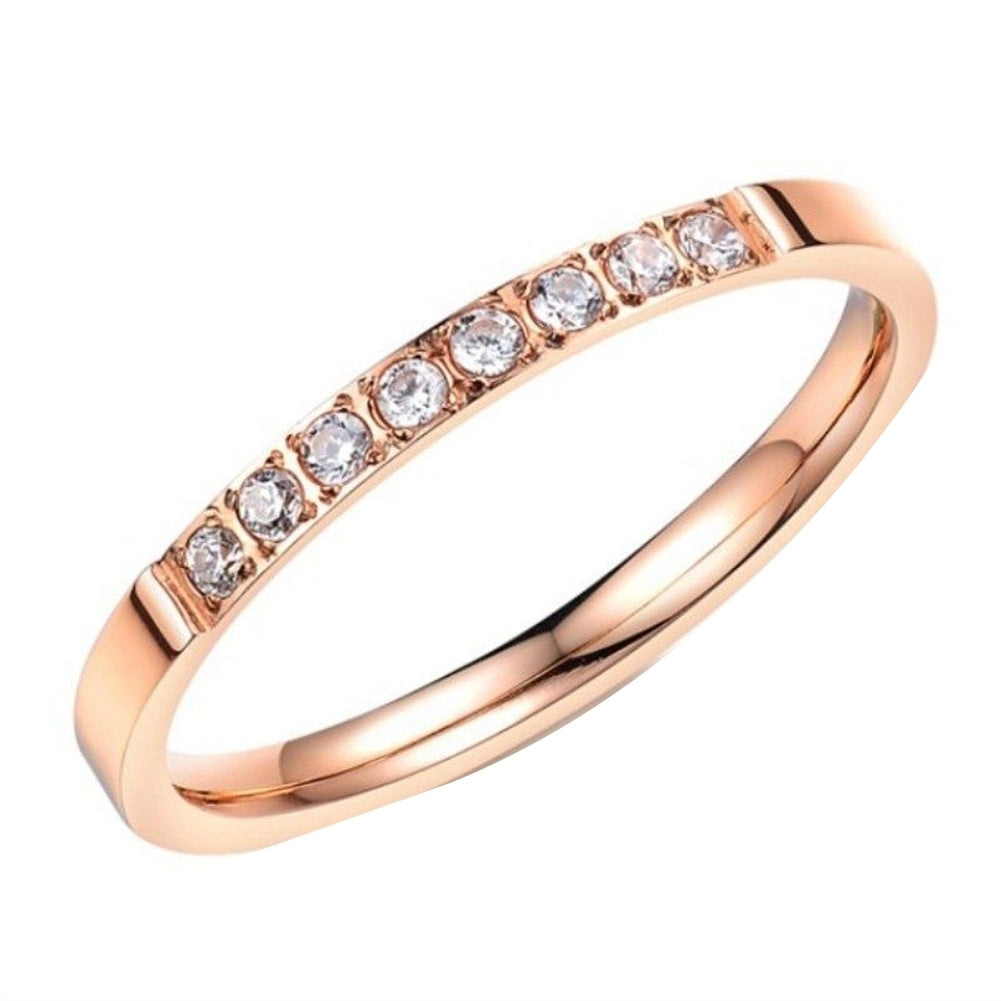 Bling Single Row Rhinestone Fashion Women Finger Ring Wedding Engagement Jewelry Image 6