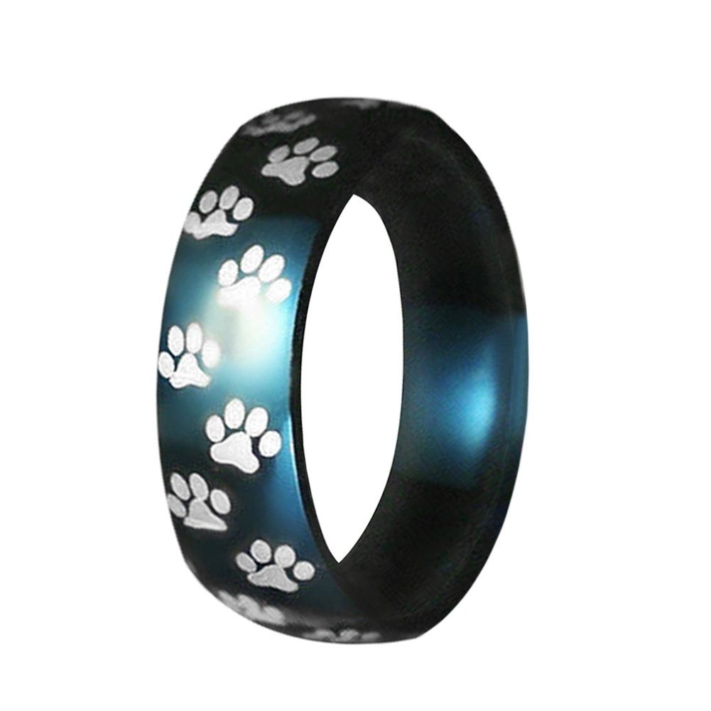 Men Women Cute Animal Paw Print Titanium Steel Finger Ring Jewelry Birthday Gift Image 7