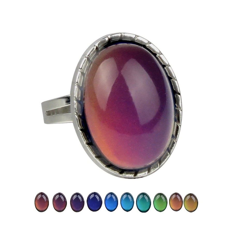 Fashion Women Faux Gem Temperature Mood Change Color Finger Ring Jewelry Decor Image 1