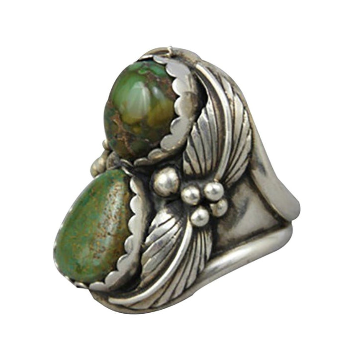 Retro Women Carved Flower Oval/Drop Faux Turquoise Finger Ring Jewelry Gift Image 4