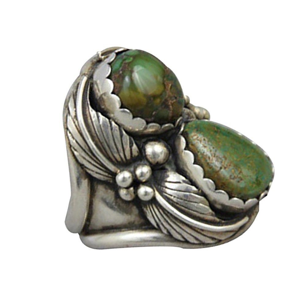 Retro Women Carved Flower Oval/Drop Faux Turquoise Finger Ring Jewelry Gift Image 4