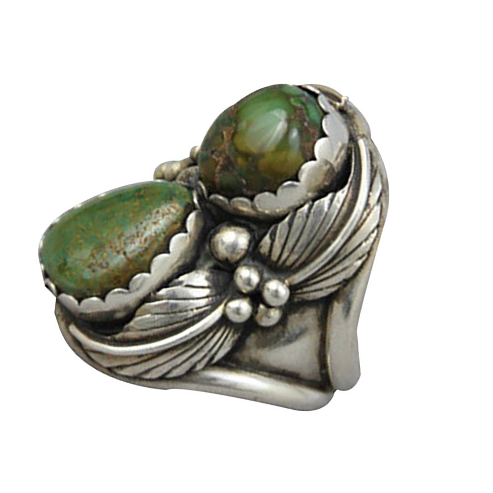 Retro Women Carved Flower Oval/Drop Faux Turquoise Finger Ring Jewelry Gift Image 6