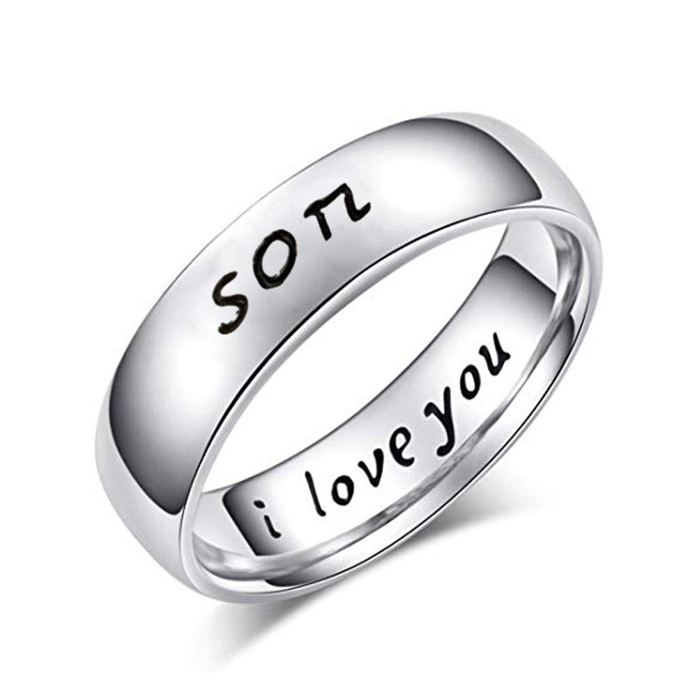 Fashion English Letter I love You Mom Daughter Son Dad Finger Ring Jewelry Gift Image 6