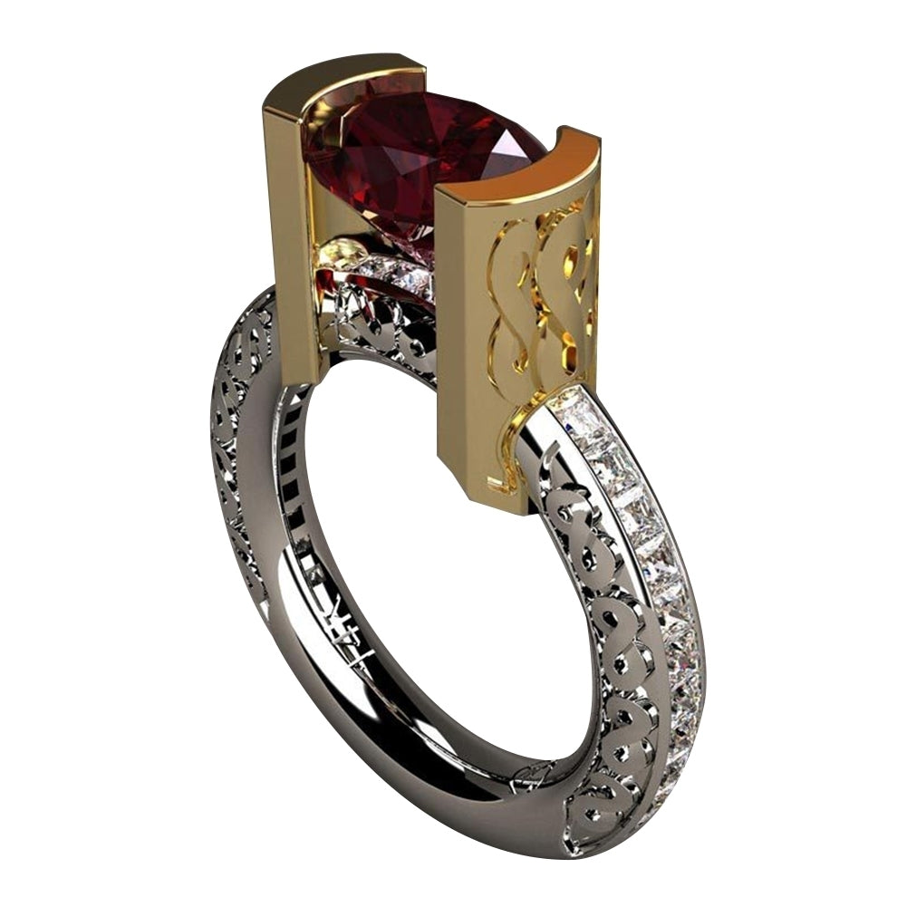 Fashion Faux Ruby Dual Color Womens Finger Ring Wedding Engagement Jewelry Image 4