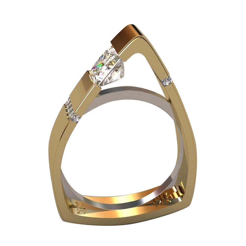 Fashion Women Geometry Hollow Triangle Rhinestone Finger Ring Decor Jewelry Gift Image 4