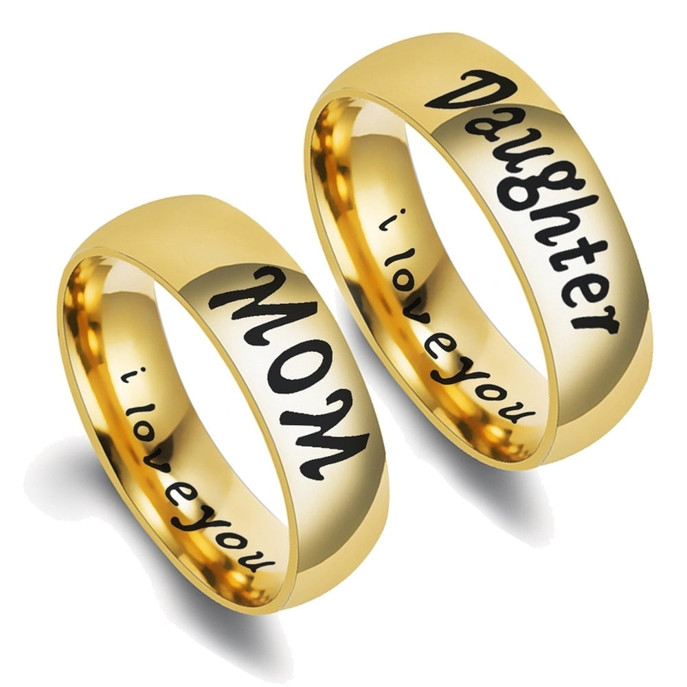 Fashion Mom Dad Daughter Son Letters Band Stainless Steel Family Member Ring Image 2