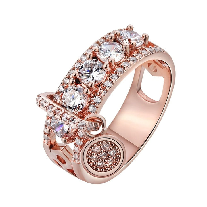 Luxury Hollow Cubic Zirconia Round Charm Lady Finger Ring Wedding Bridal Jewelry Image 3