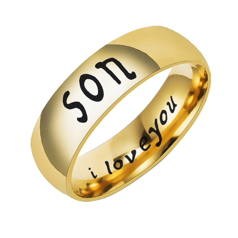 Fashion Mom Dad Daughter Son Letters Band Stainless Steel Family Member Ring Image 4