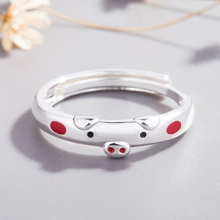 Cute Women Cartoon Pig Piggy Opening End Ring Finger Jewelry Birthday Gift Image 3