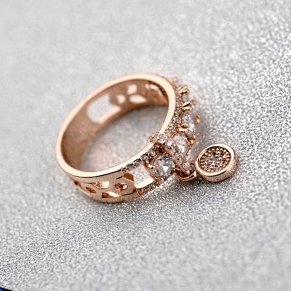 Luxury Hollow Cubic Zirconia Round Charm Lady Finger Ring Wedding Bridal Jewelry Image 10