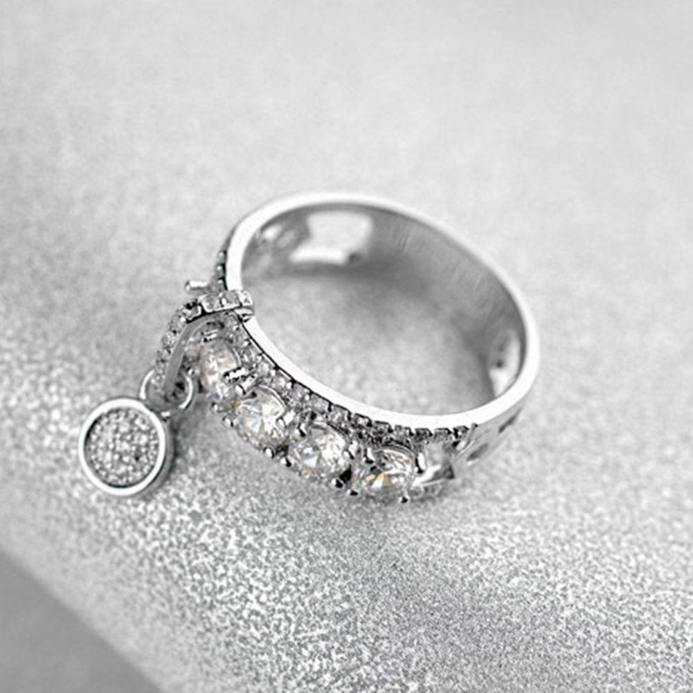 Luxury Hollow Cubic Zirconia Round Charm Lady Finger Ring Wedding Bridal Jewelry Image 11