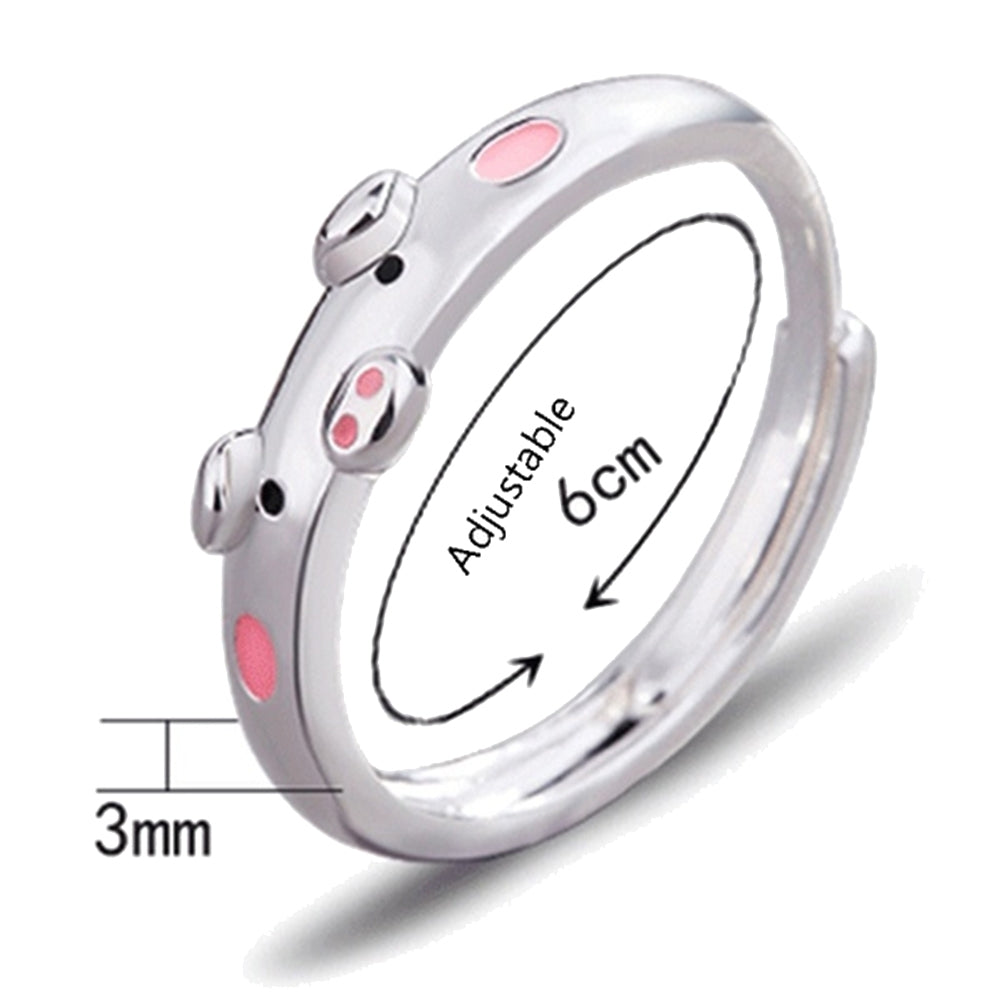 Cute Women Cartoon Pig Piggy Opening End Ring Finger Jewelry Birthday Gift Image 4