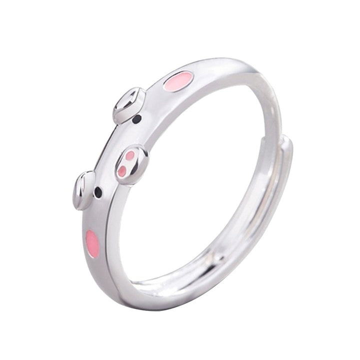 Cute Women Cartoon Pig Piggy Opening End Ring Finger Jewelry Birthday Gift Image 7