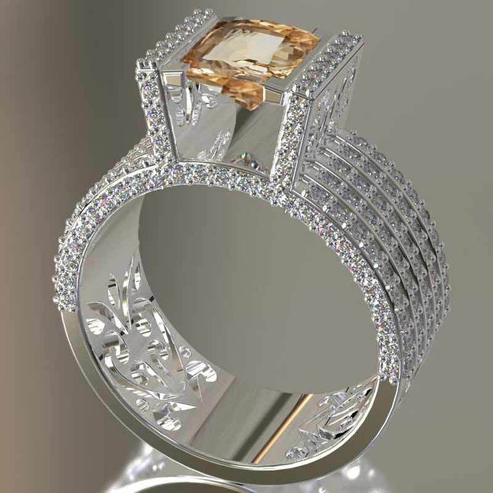 Fashion Women Hollow Openwork Zircon Rhinestone Finger Ring Bridal Jewelry Gift Image 2