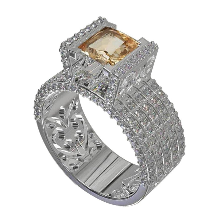 Fashion Women Hollow Openwork Zircon Rhinestone Finger Ring Bridal Jewelry Gift Image 1