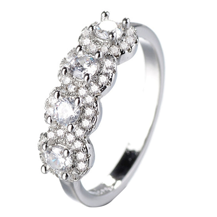 Exquisite Shiny Rhinestone Inlaid Engagement Wedding Ring Women Jewelry Charm Image 4