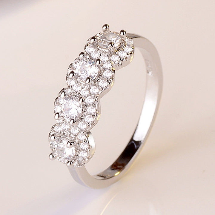 Exquisite Shiny Rhinestone Inlaid Engagement Wedding Ring Women Jewelry Charm Image 7