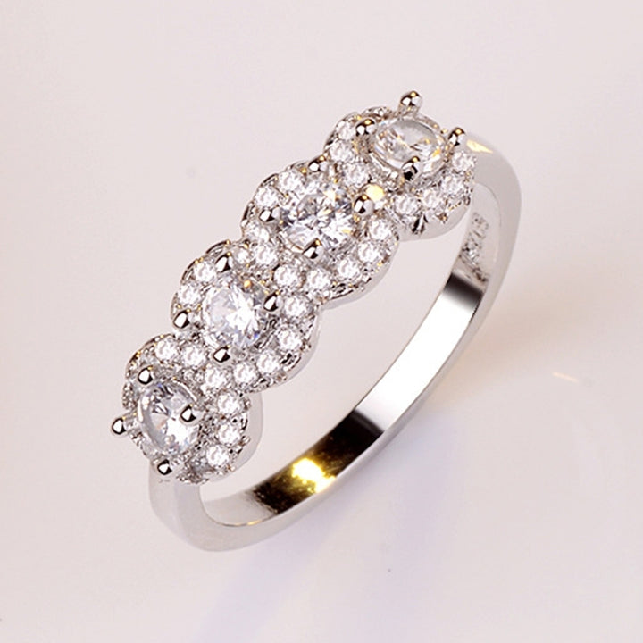 Exquisite Shiny Rhinestone Inlaid Engagement Wedding Ring Women Jewelry Charm Image 8