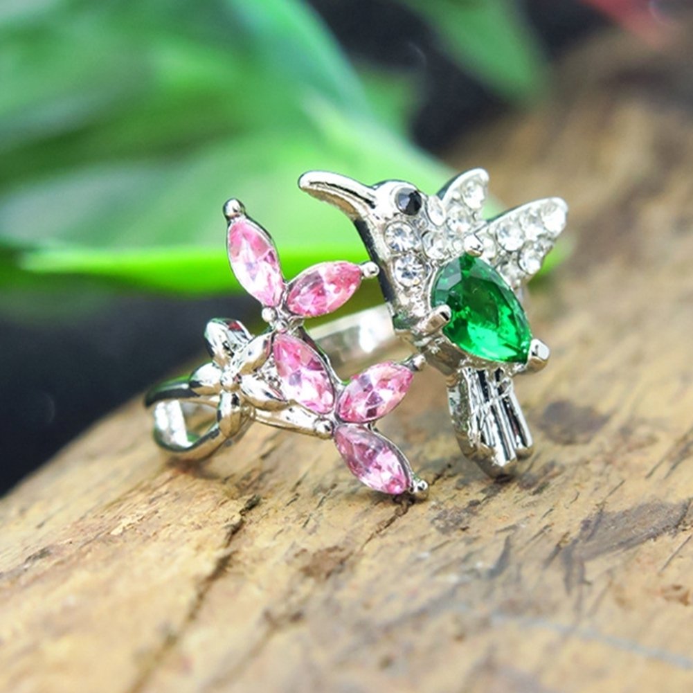 Elegant Cubic Zirconia Flower Bird Open Ring Women Party Wedding Jewelry Gift Image 4