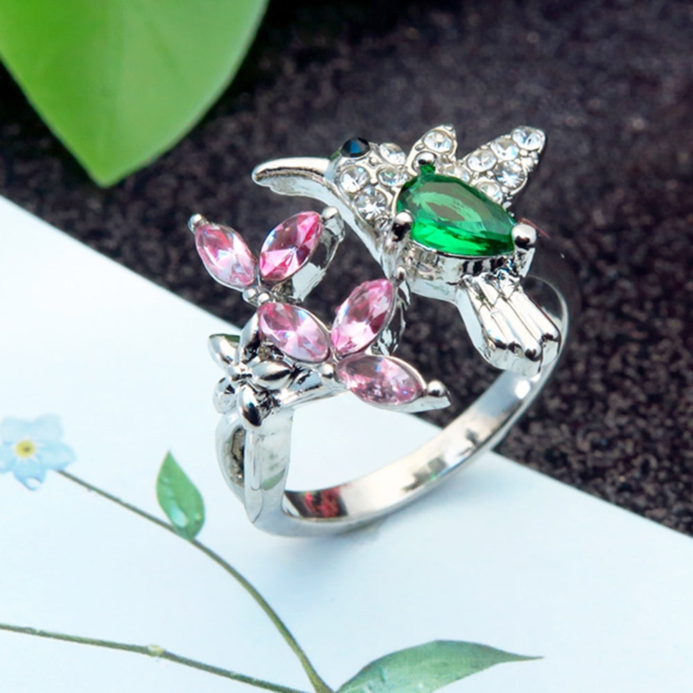 Elegant Cubic Zirconia Flower Bird Open Ring Women Party Wedding Jewelry Gift Image 7