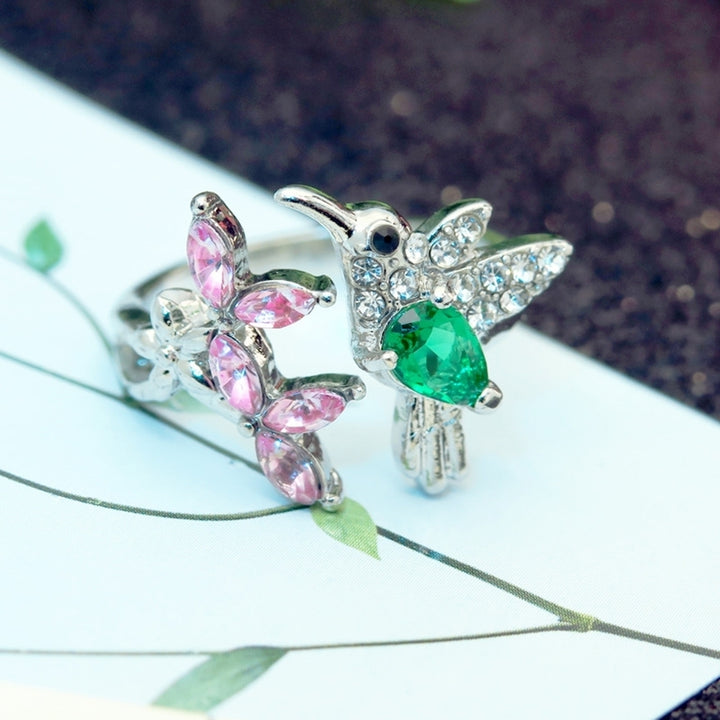 Elegant Cubic Zirconia Flower Bird Open Ring Women Party Wedding Jewelry Gift Image 8