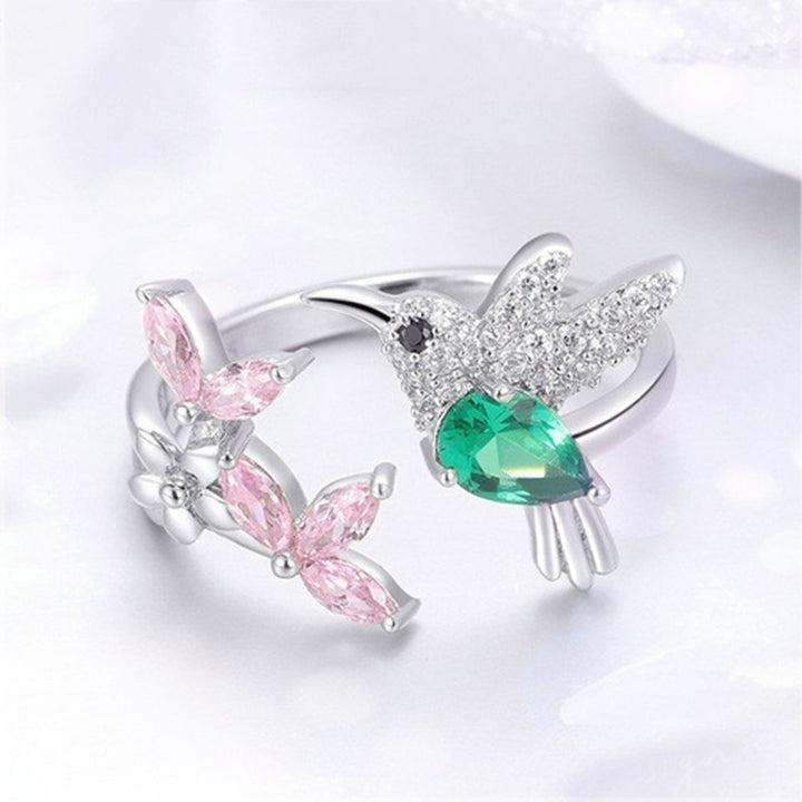 Elegant Cubic Zirconia Flower Bird Open Ring Women Party Wedding Jewelry Gift Image 9