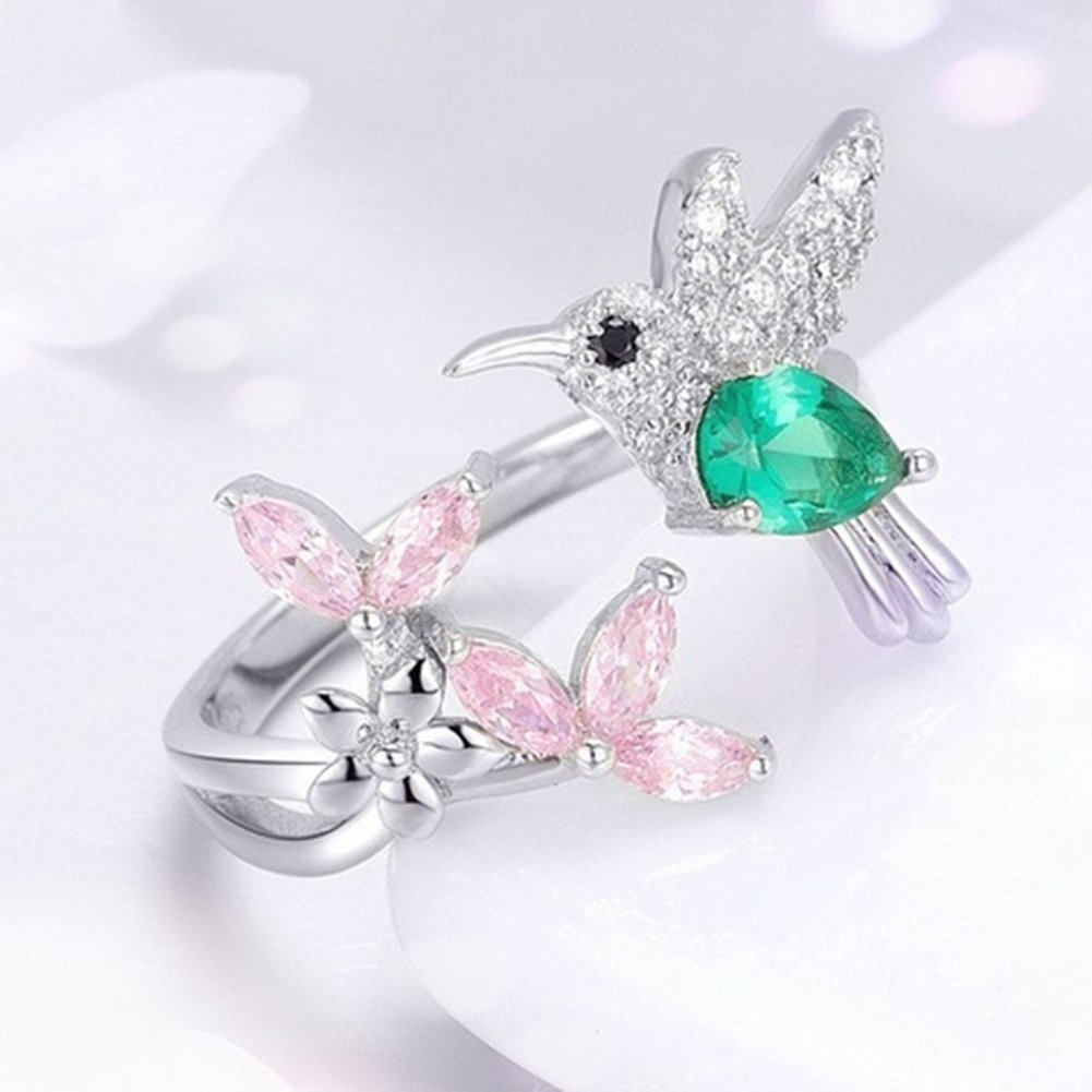 Elegant Cubic Zirconia Flower Bird Open Ring Women Party Wedding Jewelry Gift Image 10