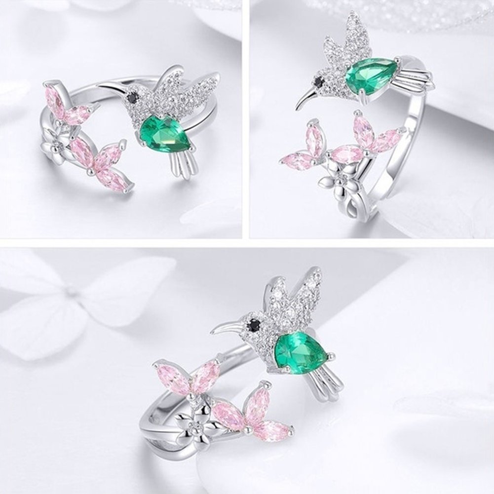 Elegant Cubic Zirconia Flower Bird Open Ring Women Party Wedding Jewelry Gift Image 11