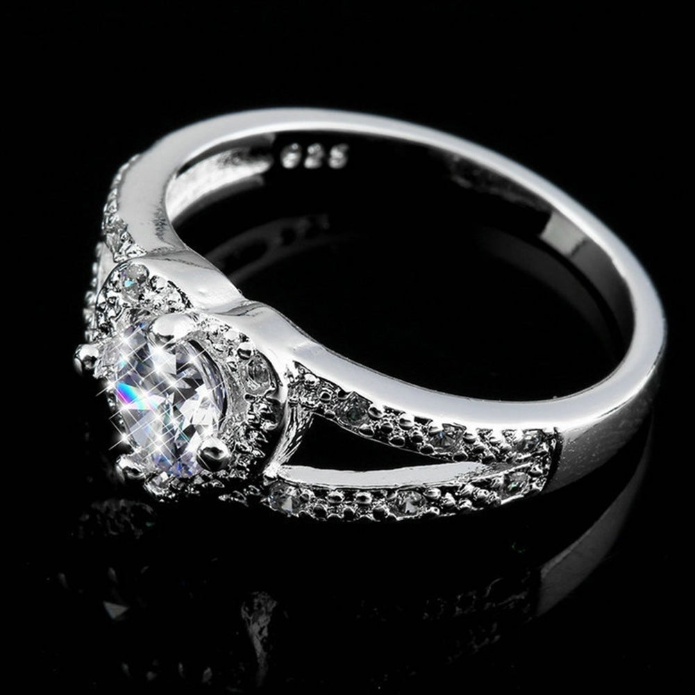 Fashion Women Heart Shape Rhinestone Hollow Band Finger Ring Wedding Jewelry Image 8