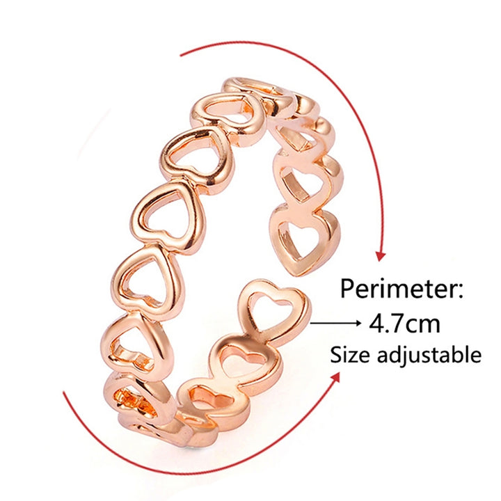 Ring Decorative Elegant Copper Hollow Love Heart Ring for Wedding Image 4