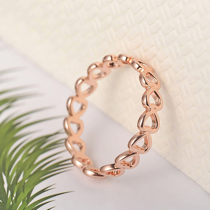 Ring Decorative Elegant Copper Hollow Love Heart Ring for Wedding Image 6