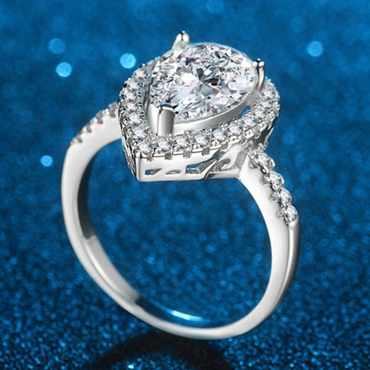 Elegant Women Waterdrop Shape Rhinestone Inlaid Finger Ring Wedding Jewelry Image 9