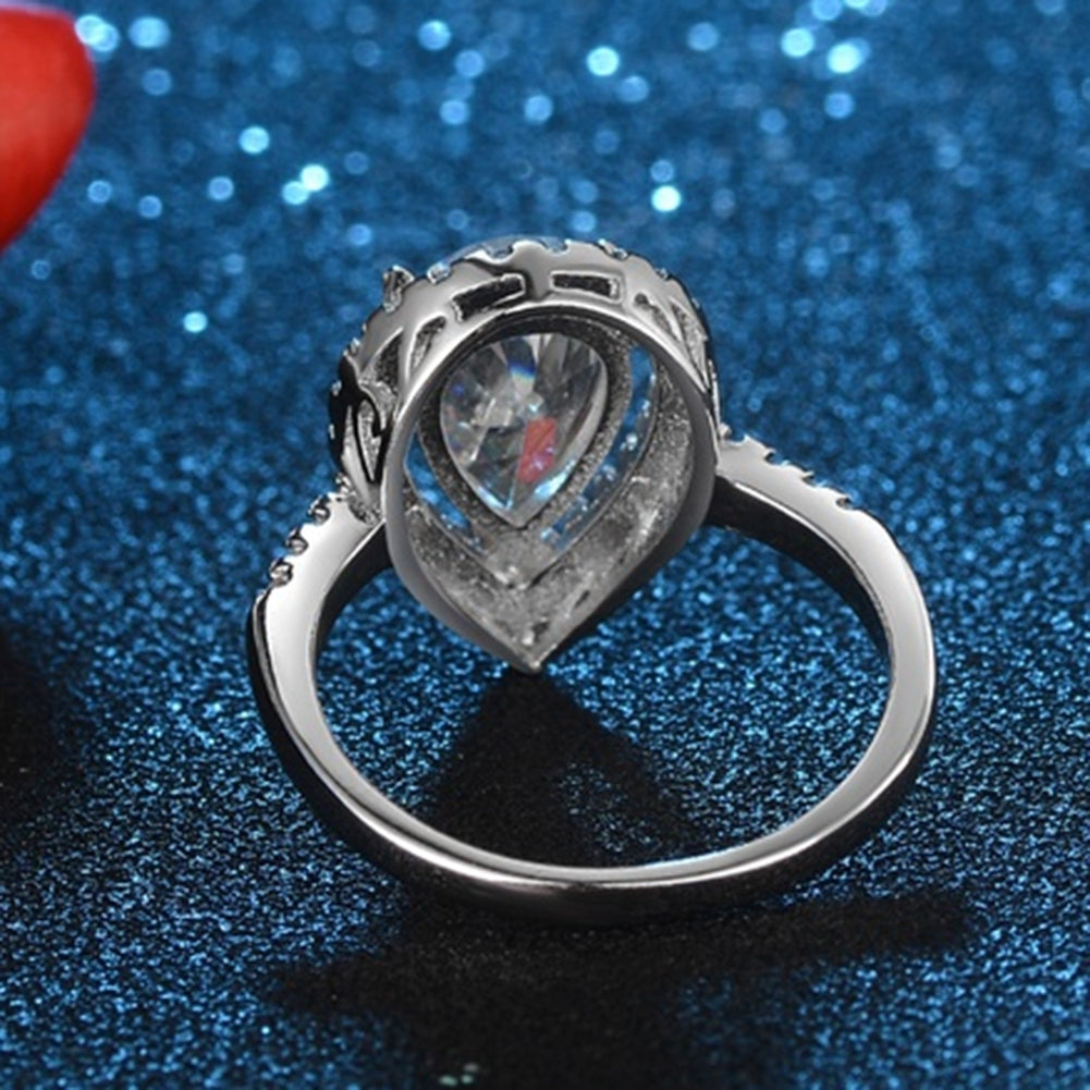 Elegant Women Waterdrop Shape Rhinestone Inlaid Finger Ring Wedding Jewelry Image 10
