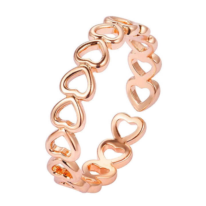 Ring Decorative Elegant Copper Hollow Love Heart Ring for Wedding Image 11